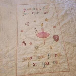 Shabby Chic Kids Vintage Ballerina Good Night Friends Twin Pink & White Reverse